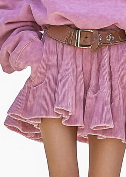New Pink Hooded Sweatshirt and Skirts Cotton Two Pieces Set Fall Rk020