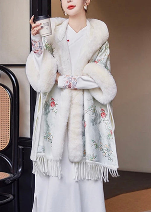 New Pink Hooded Tasseled Patchwork Warm Fleece Coats Half Sleeve Rz019