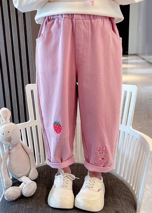 New Pink Patchwork Elastic Waist Harem Pants Tv012