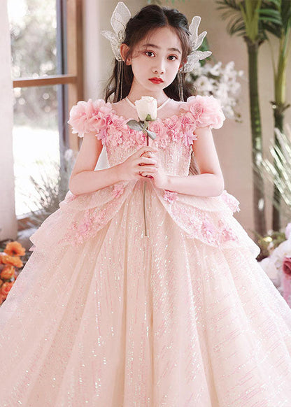 New Pink V Neck Flattering Tulle Maxi Dress Summer Ye005