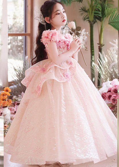 New Pink V Neck Flattering Tulle Maxi Dress Summer Ye005