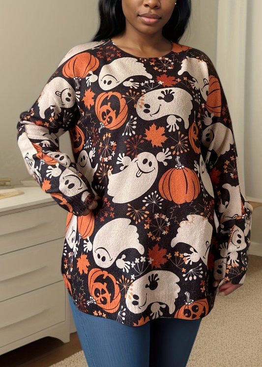 New Print O Neck Knitting Cotton Sweater Long Sleeve Ae1012