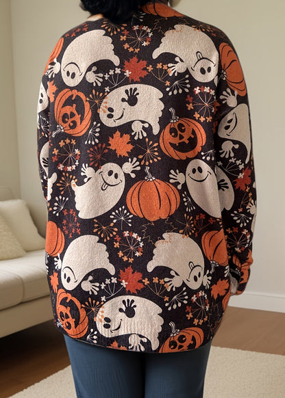 New Print O Neck Knitting Cotton Sweater Long Sleeve Ae1012