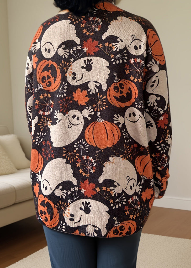 New Print O Neck Knitting Cotton Sweater Long Sleeve Ae1012