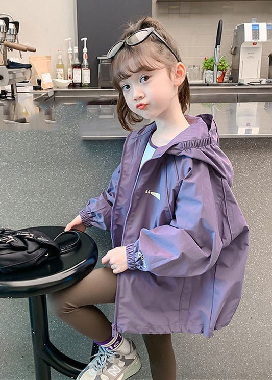 New Purple Drawstring Patchwork Hoodie Coat Fall Qv036