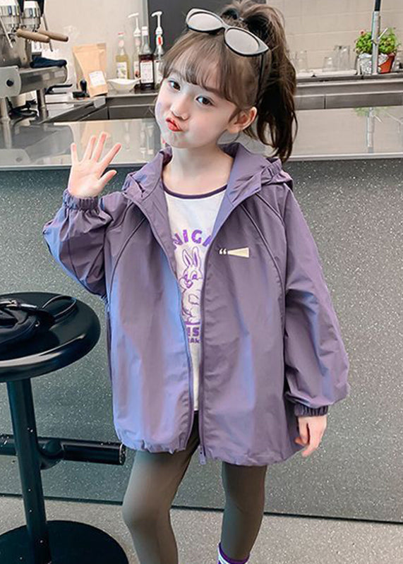 New Purple Drawstring Patchwork Hoodie Coat Fall Qv036