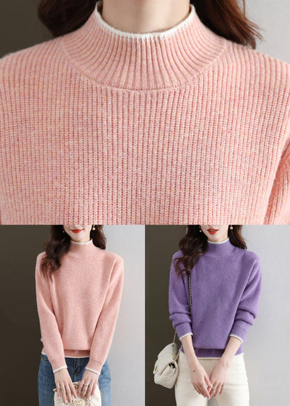 New Purple Turtleneck Thick Knit Sweaters Fall Qs031