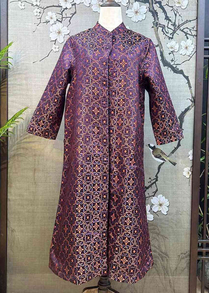 New Red Stand Collar Button Silk Coat Spring As1014