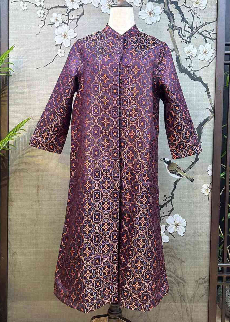 New Red Stand Collar Button Silk Coat Spring As1014
