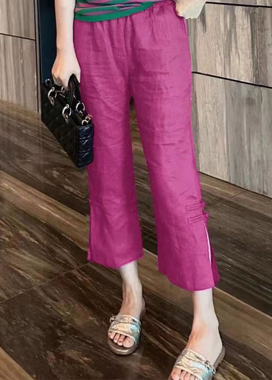 New Rose Side Open Cotton Crop Pants Summer Re011