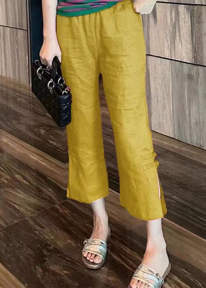 New Rose Side Open Cotton Crop Pants Summer Re011