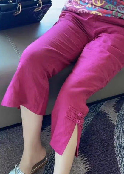 New Rose Side Open Cotton Crop Pants Summer Re011