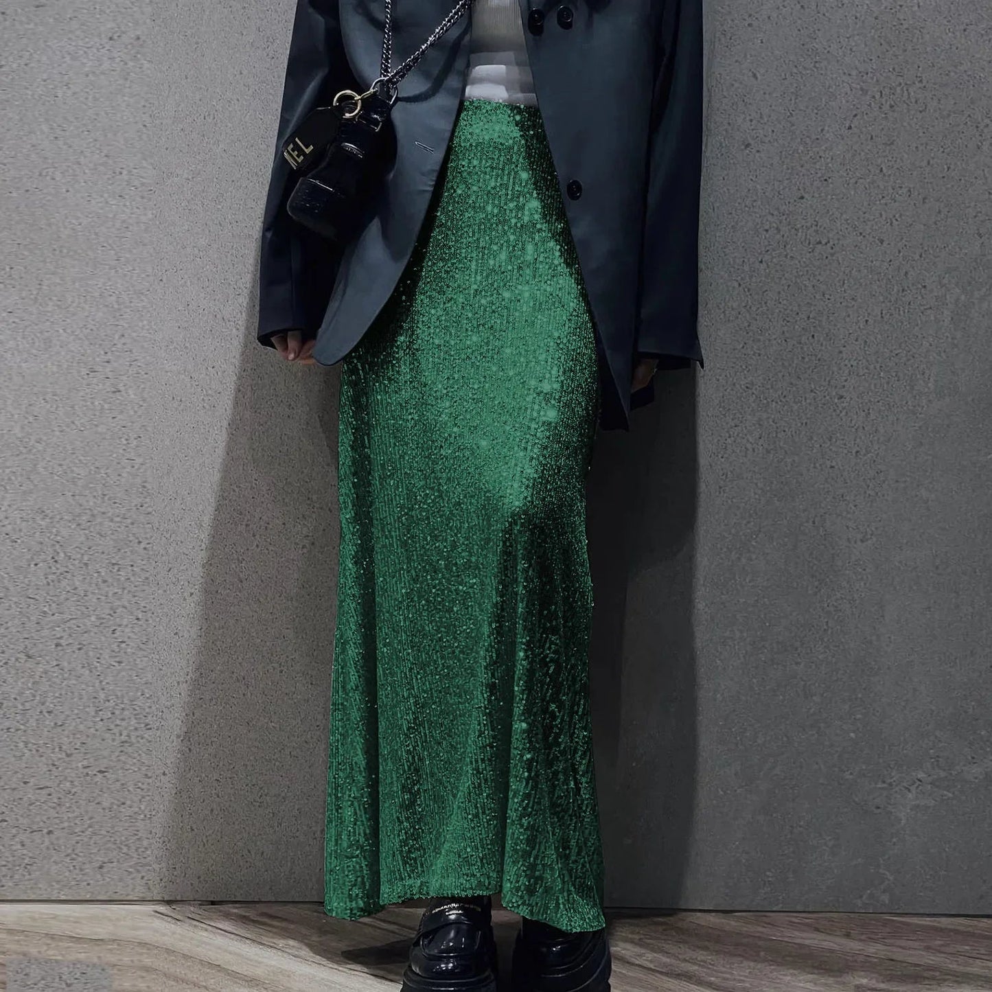 Dressbetty - Sequins Loose Crop Maxi Skirt