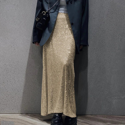 Dressbetty - Sequins Loose Crop Maxi Skirt