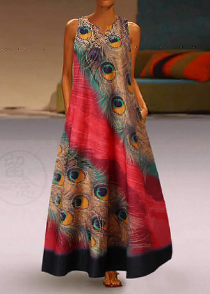 New Summer Green Feather Dress Sleeveless Long Dress Lc0007