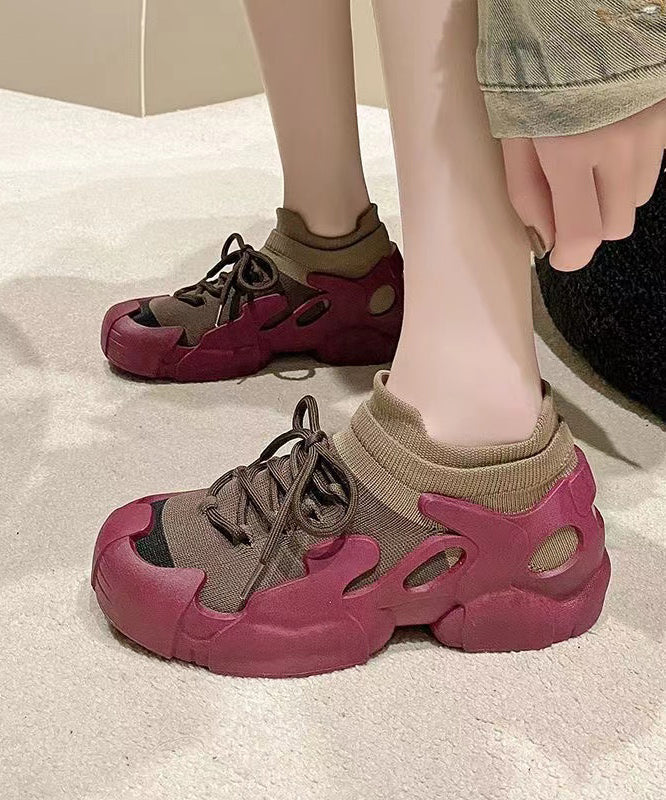 New Versatile Purple Lace Up Sports Shoes With Platform Kj039