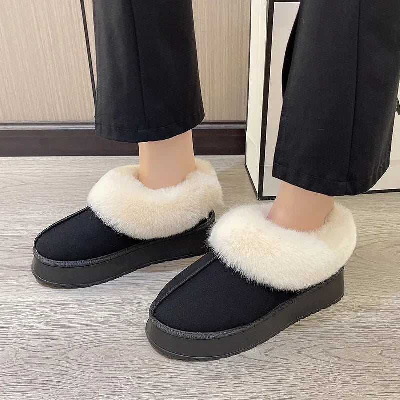 New Warm Boots Winter Flats Shoes Short Plush Fur Ankle Snow Boots Shoes Sport Suede Motorcycle Botas