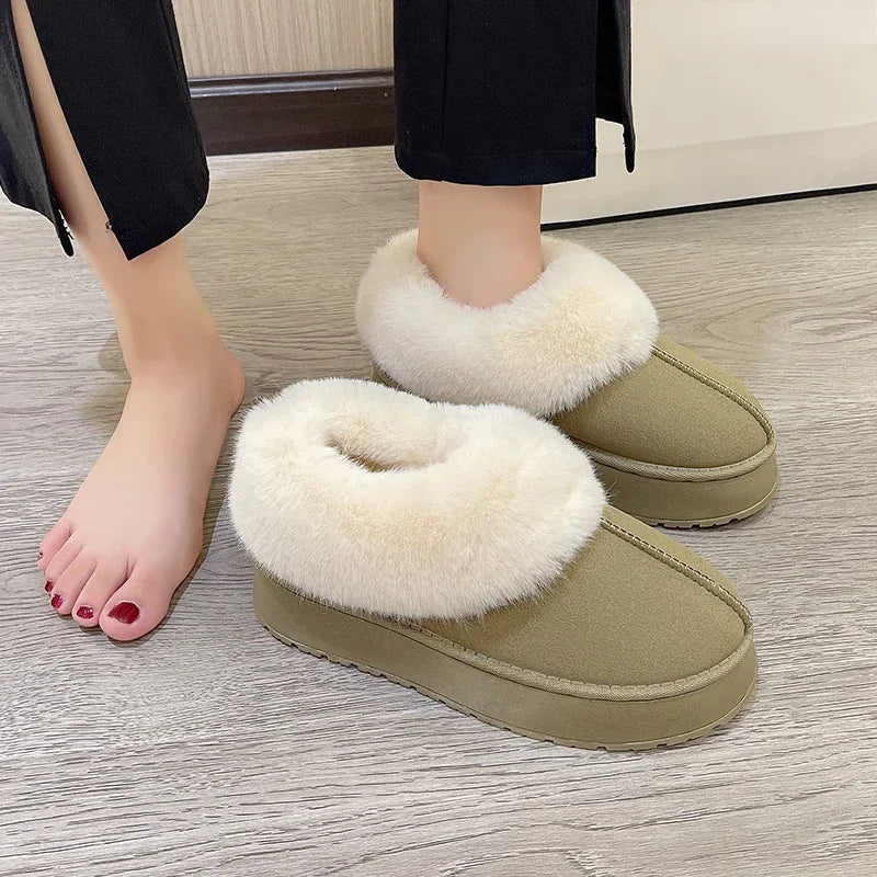 New Warm Boots Winter Flats Shoes Short Plush Fur Ankle Snow Boots Shoes Sport Suede Motorcycle Botas