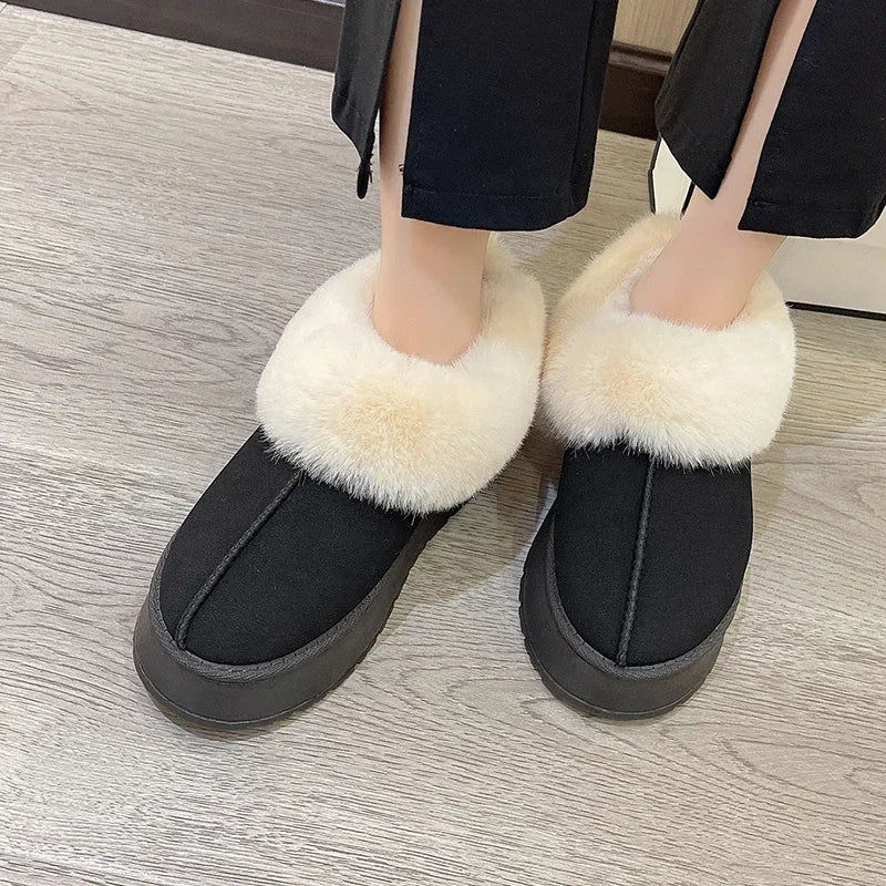 New Warm Boots Winter Flats Shoes Short Plush Fur Ankle Snow Boots Shoes Sport Suede Motorcycle Botas