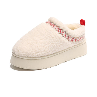 New Warm Fur Ankle Boots Flats Platform Slippers Plush Flip Flops Winter Cotton Shoes for Brand Design Snow Botas