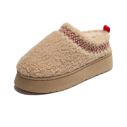 New Warm Fur Ankle Boots Flats Platform Slippers Plush Flip Flops Winter Cotton Shoes for Brand Design Snow Botas