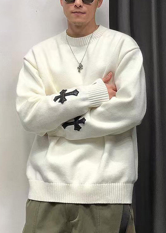 New White Cross Cozy Knit Sweaters Fall Qh037