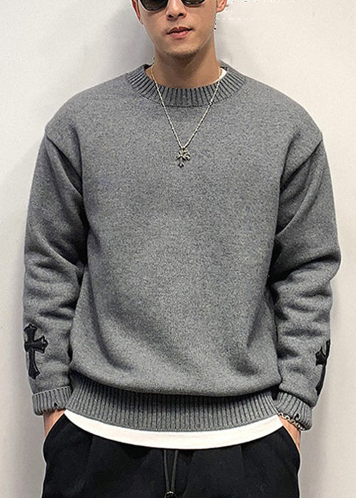 New White Cross Cozy Knit Sweaters Fall Qh037