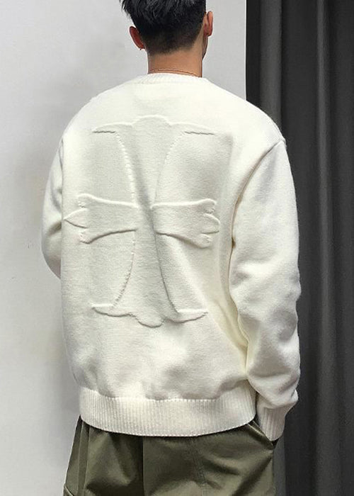 New White Cross Cozy Knit Sweaters Fall Qh037