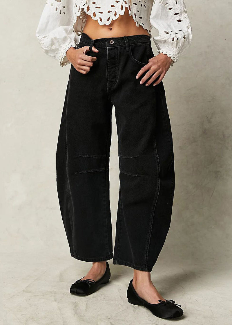 Pants Patchwork New Waist High Denim White Crop