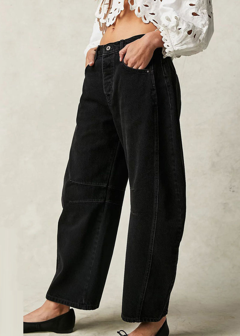 Pants Patchwork New Waist High Denim White Crop