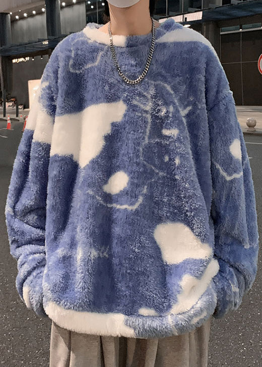 New White O Neck Cartoon Fluffy Sweatshirt Pajamas Winter Rc039