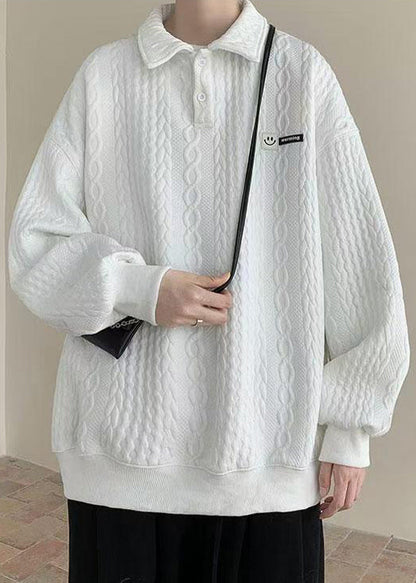 Pan Tc028 Sweatshirt Peter Cotton Collar Spring Button New White