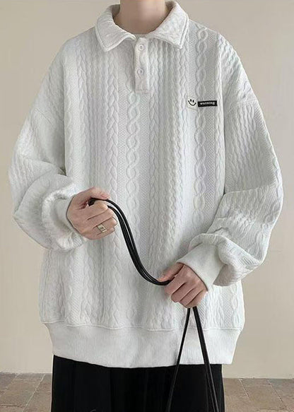 Pan Tc028 Sweatshirt Peter Cotton Collar Spring Button New White