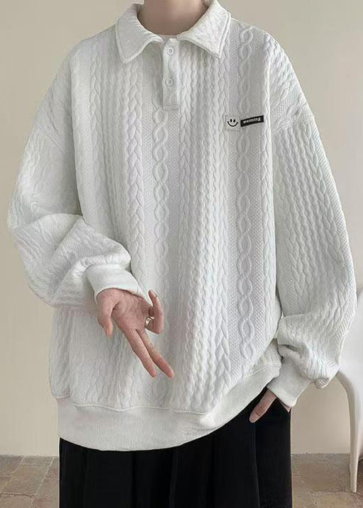 Pan Tc028 Sweatshirt Peter Cotton Collar Spring Button New White