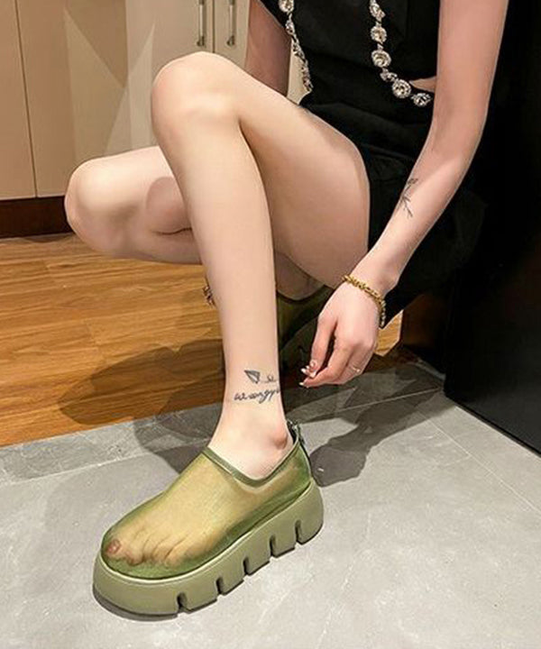 New White Platform Tulle Breathable Loafer Shoes Ap1055