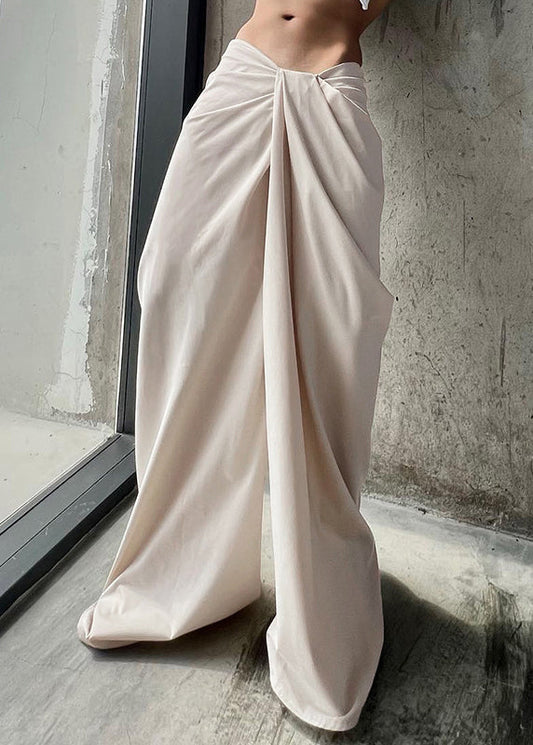 New White Wrinkled High Waist Cotton Pants Summer Pp022