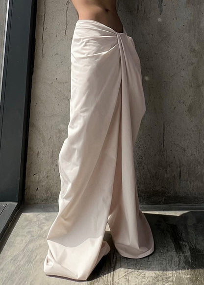 New White Wrinkled High Waist Cotton Pants Summer Pp022