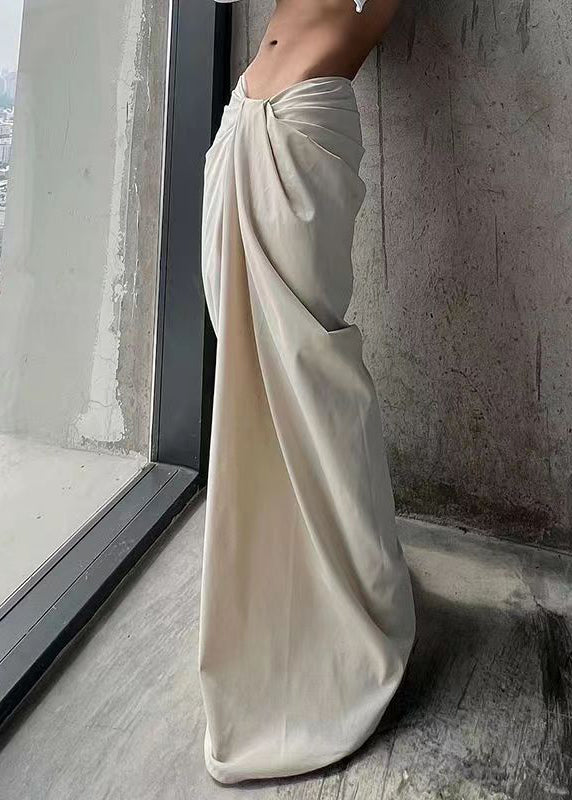 New White Wrinkled High Waist Cotton Pants Summer Pp022