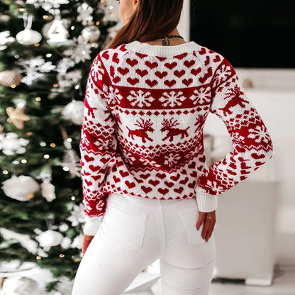 Christmas Sweater Long Sleeve Print Pullover Knitted