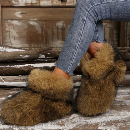 New Woman Boots High Boots Over-the-knee Fur Snow Boots Warm Wool-like Plus Velvet Padded Winter Platform Shoes
