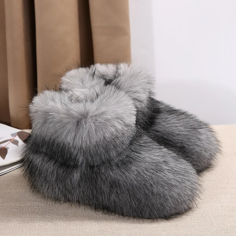 New Woman Boots High Boots Over-the-knee Fur Snow Boots Warm Wool-like Plus Velvet Padded Winter Platform Shoes