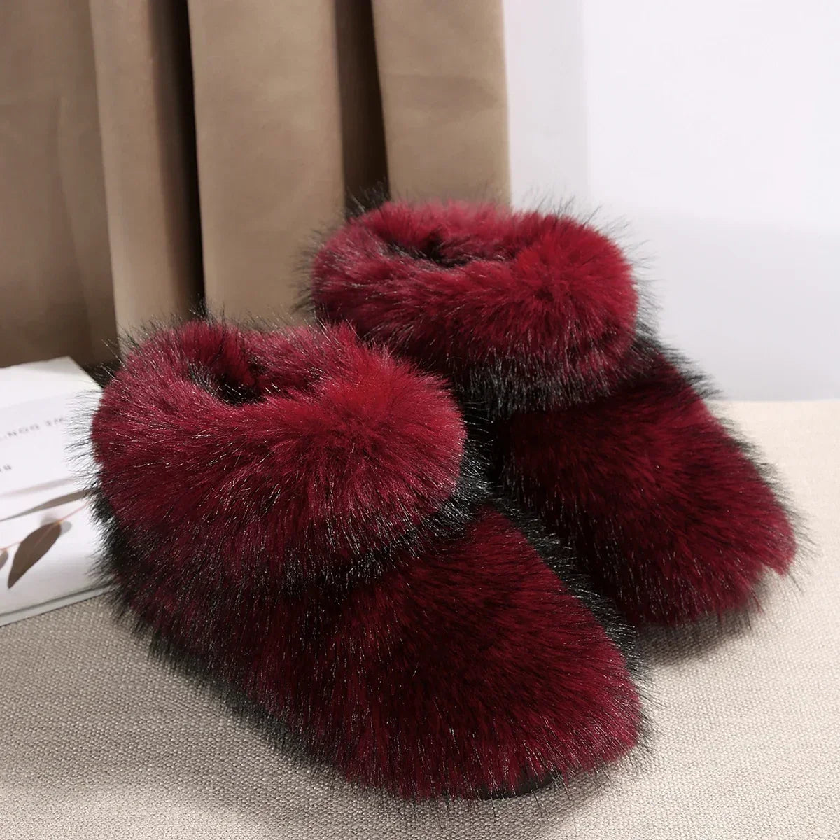 New Woman Boots High Boots Over-the-knee Fur Snow Boots Warm Wool-like Plus Velvet Padded Winter Platform Shoes