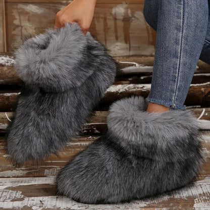 New Woman Boots High Boots Over-the-knee Fur Snow Boots Warm Wool-like Plus Velvet Padded Winter Platform Shoes