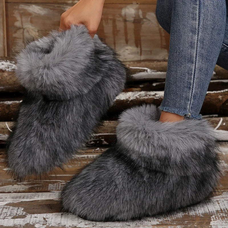 New Woman Boots High Boots Over-the-knee Fur Snow Boots Warm Wool-like Plus Velvet Padded Winter Platform Shoes