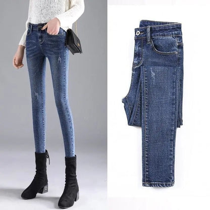 Elastic Pencil Trousers High Waist Tight Slim Fit Skinny Denim Pants