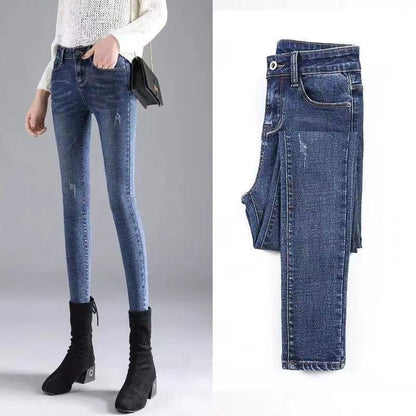 Elastic Pencil Trousers High Waist Tight Slim Fit Skinny Denim Pants