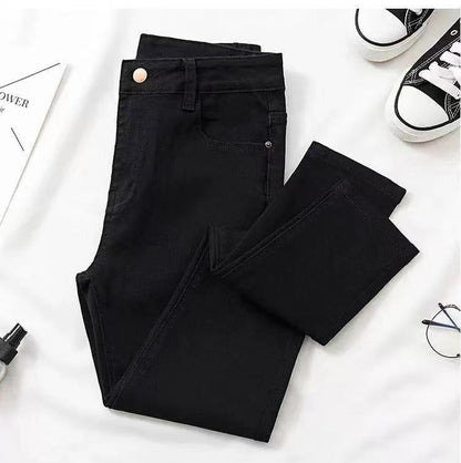 Elastic Pencil Trousers High Waist Tight Slim Fit Skinny Denim Pants