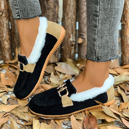 New Snow Flats Boots Winter Warm Plush Outdoor Boots Winter Flats Shoes Flat Comfortable Shoes