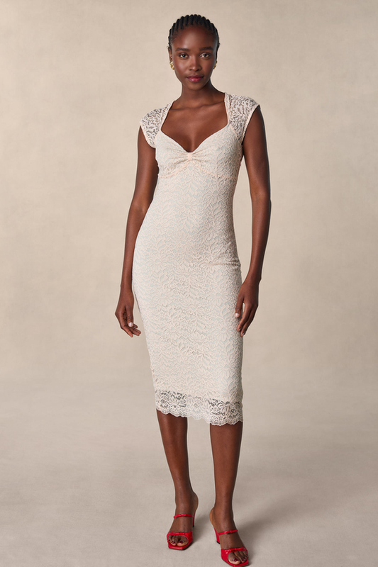 Nora Lace Bow Midi Dress