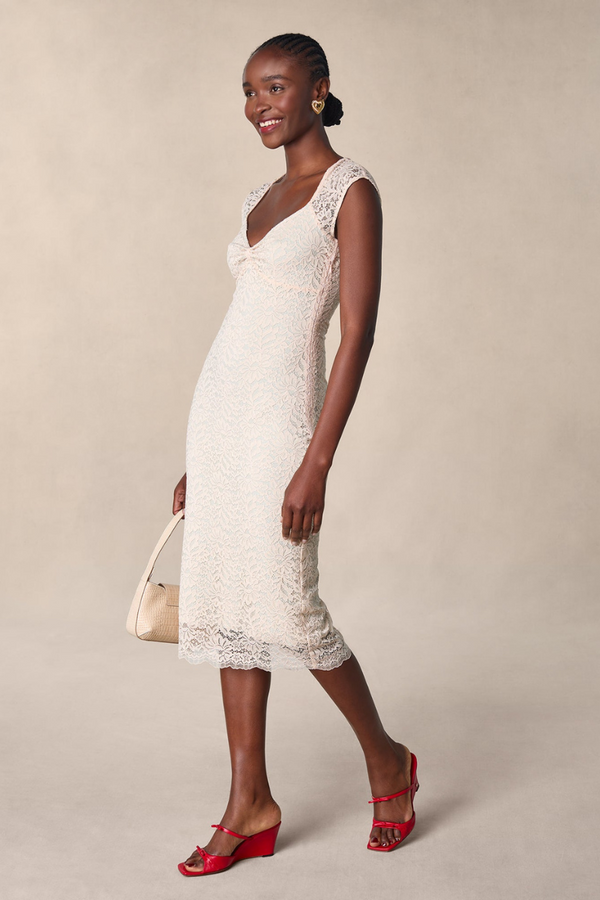 Nora Lace Bow Midi Dress
